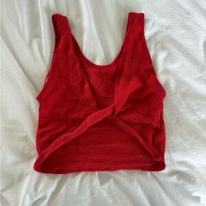 Urban Outfitters Red Tie Front Crop Tank Top